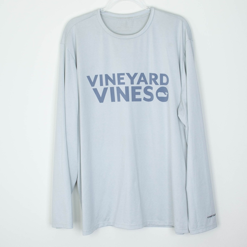 Vineyard Vines Mens Long Sleeve Performance Shirt Size XL Mint Green Whale Logo